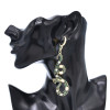 E-6693 Asymmetrical Snake Dangle Earrings Enamel Rhinestone Red Green Snake Pendant Earrings