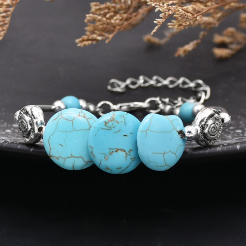 B-1318 Vintage Style Silver Turquoise Beads Bracelet for Girls