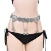 N-8289 Vintage Retro Silver Color Coin Tassel Women Belly Waist Chains
