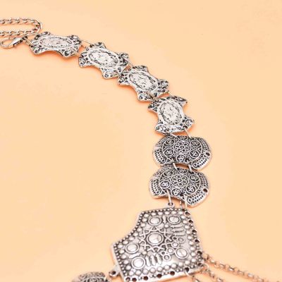 N-8289 Vintage Retro Silver Color Coin Tassel Women Belly Waist Chains