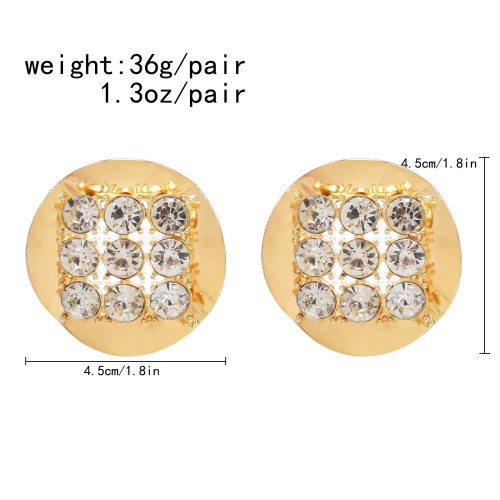 E-6697 European American Fashion Round Metal Crystal Earrings for Women
