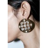 E-6697 European American Fashion Round Metal Crystal Earrings for Women