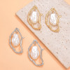 E-6696 New Unique and Irregular Shaped Metal Pearl Inlaid Women's Personalized Fashion Earrings