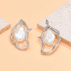 E-6696 New Unique and Irregular Shaped Metal Pearl Inlaid Women's Personalized Fashion Earrings