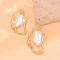 E-6696 New Unique and Irregular Shaped Metal Pearl Inlaid Women's Personalized Fashion Earrings