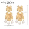 E-6698 Alloy Flower Women Earrings Pearl Tassel Baroque Wedding Elegant Earrings