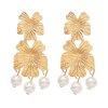 E-6698 Alloy Flower Women Earrings Pearl Tassel Baroque Wedding Elegant Earrings