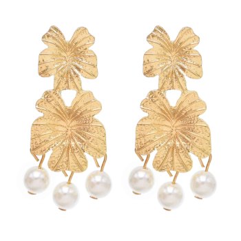 E-6698 Alloy Flower Women Earrings Pearl Tassel Baroque Wedding Elegant Earrings