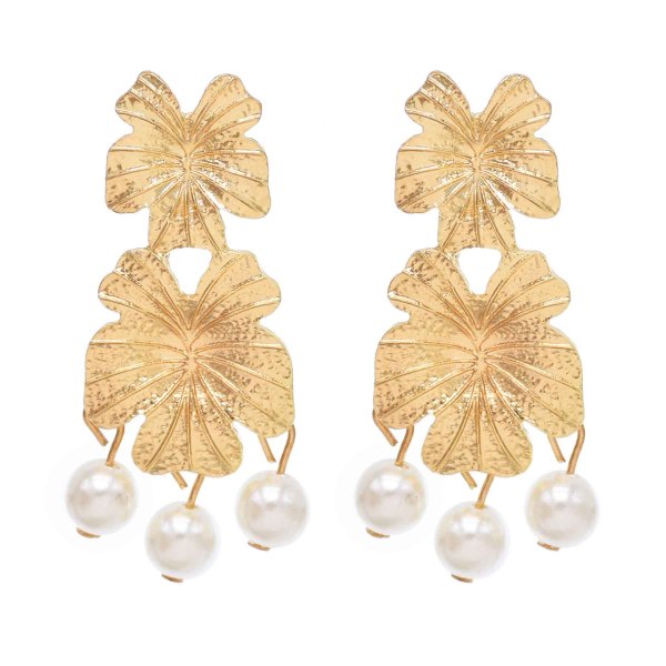 E-6698 Alloy Flower Women Earrings Pearl Tassel Baroque Wedding Elegant Earrings