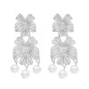 E-6698 Alloy Flower Women Earrings Pearl Tassel Baroque Wedding Elegant Earrings
