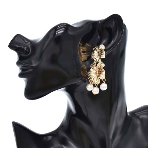 E-6698 Alloy Flower Women Earrings Pearl Tassel Baroque Wedding Elegant Earrings