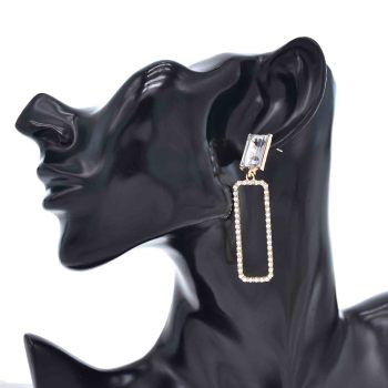 E-6699 Fashion Luxury Golden Square Full Crystal Dangle Earrings for Women