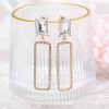 E-6699 Fashion Luxury Golden Square Full Crystal Dangle Earrings for Women