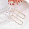 E-6699 Fashion Luxury Golden Square Full Crystal Dangle Earrings for Women