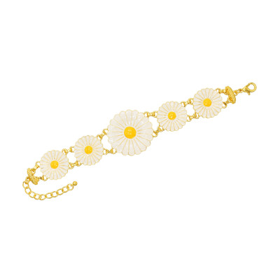 B-1109  Gold Metal White Flower Bracelet Sets for Women