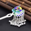 F-1155 Silver Plated Peacock Long Chain Tassel Hairpin for Women