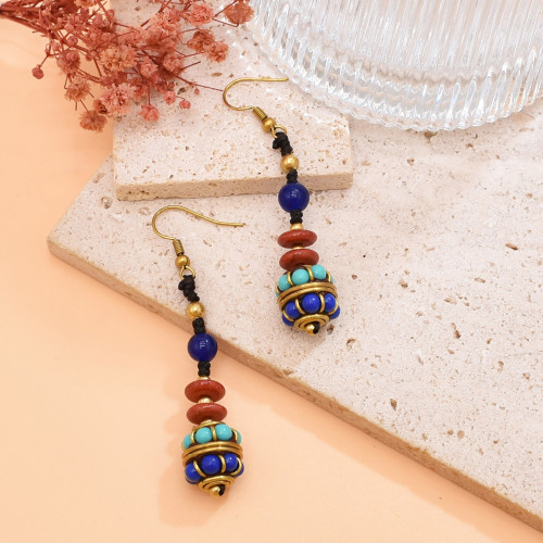 E-6703 New Bohemian Ethnic Style Colorful Beaded Pendant Women's Fashion Earrings Fashion Item