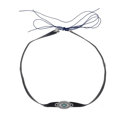 F-1157 Punk Style Black Leather Forehead Hair Accessories for Women Men