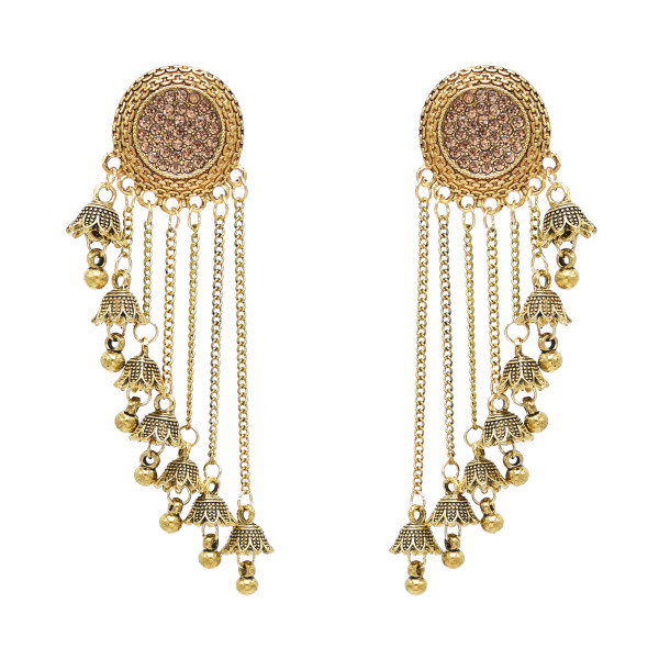 E-6705 Women's Boho Flower Long Chain Vintage personality Tassel Earrings  Elegant Metal Earrings