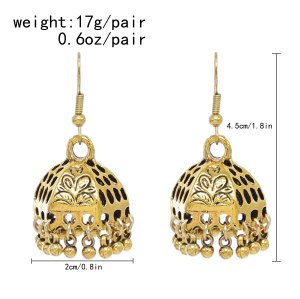 E-6704 Bell Pendant Women Earrings Vintage Carved Bohemian Ethnic Drop Earrings