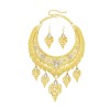 N-8292 Arabic Ethnic Fashion Golden Color Leaf Tassel Bride Wedding Necklace Earring Jewelry Sets