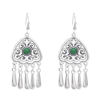 E-6709 Retro Tibetan Bohemian Ethnic Tassel Earrings Triangular Geometry Ethnic Earrings