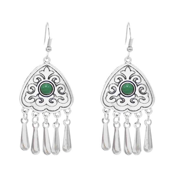 E-6709 Retro Tibetan Bohemian Ethnic Tassel Earrings Triangular Geometry Ethnic Earrings