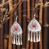 E-6709 Retro Tibetan Bohemian Ethnic Tassel Earrings Triangular Geometry Ethnic Earrings