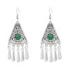 E-6708 Retro Bohemian Ethnic Style Fashion Red/Green Acrylic Inlaid Droplet Metal Tassel Women's Earrings