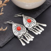 E-6707 Arab Ethnic Style Red Green Acrylic Gem Drop Tassel Women's Earrings