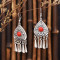 E-6707 Arab Ethnic Style Red Green Acrylic Gem Drop Tassel Women's Earrings