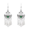 E-6712 Arab Ethnic Style Red Green Acrylic Gem Drop Tassel Women's Earrings