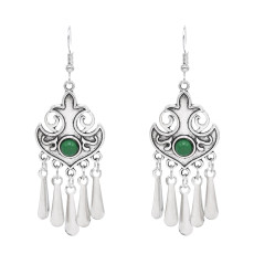 E-6712 Arab Ethnic Style Red Green Acrylic Gem Drop Tassel Women's Earrings