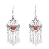 E-6712 Arab Ethnic Style Red Green Acrylic Gem Drop Tassel Women's Earrings