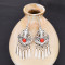 E-6712 Arab Ethnic Style Red Green Acrylic Gem Drop Tassel Women's Earrings