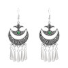 E-6711 Arab Ethnic Style Red Green Acrylic Gem Drop Tassel Women's Earrings