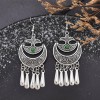 E-6711 Arab Ethnic Style Red Green Acrylic Gem Drop Tassel Women's Earrings