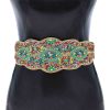 N-8296 Flower  Colorful Rice Bead Women Belt Ethnic Statement Wide Elastic Body Belt for Girls Women Dancing