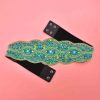 N-8296 Flower  Colorful Rice Bead Women Belt Ethnic Statement Wide Elastic Body Belt for Girls Women Dancing