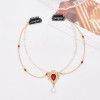 F-1158 New Bohemian Style Luxurious Red Rhinestone Inlaid Women's Fashionable Personalized Forehead Chain Hair Accessories