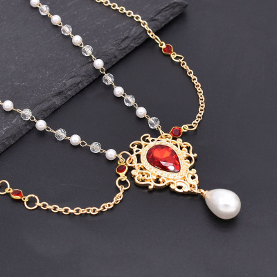 F-1158 New Bohemian Style Luxurious Red Rhinestone Inlaid Women's Fashionable Personalized Forehead Chain Hair Accessories