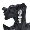 E-6713 3 Layer Vintage Silver Indian Pearl Tassel Pendant Long Earrings for Women