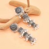 E-6713 3 Layer Vintage Silver Indian Pearl Tassel Pendant Long Earrings for Women