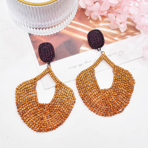 E-6714 New Exaggerated Two-color Women's Woven Geometric Pendant With Personalized Earrings