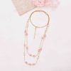 N-8297 Fashion Fairy Pink White Acrylic Beads Necklace Earrings Jewelry Set for Women