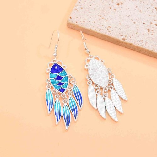 E-6717 Fashion Blue Color Dangle Earrings Tassel For Women Party Gift Jewelry