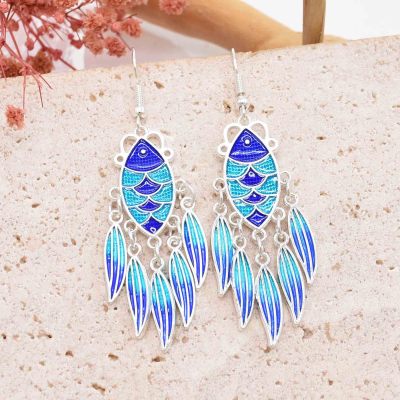 E-6717 Fashion Blue Color Dangle Earrings Tassel For Women Party Gift Jewelry