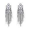 E-6720 Fashion Luxury Multi layered Rhinestone Chain Tassel Earrings Black Multi Women Dangle Earrings