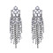 E-6720 Fashion Luxury Multi layered Rhinestone Chain Tassel Earrings Black Multi Women Dangle Earrings