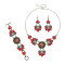 S-0110 Vintage Style Red Flower Necklace Bracelet Earring Jewelry Sets